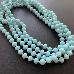 Blue Milk Glass Faceted Stone Necklace